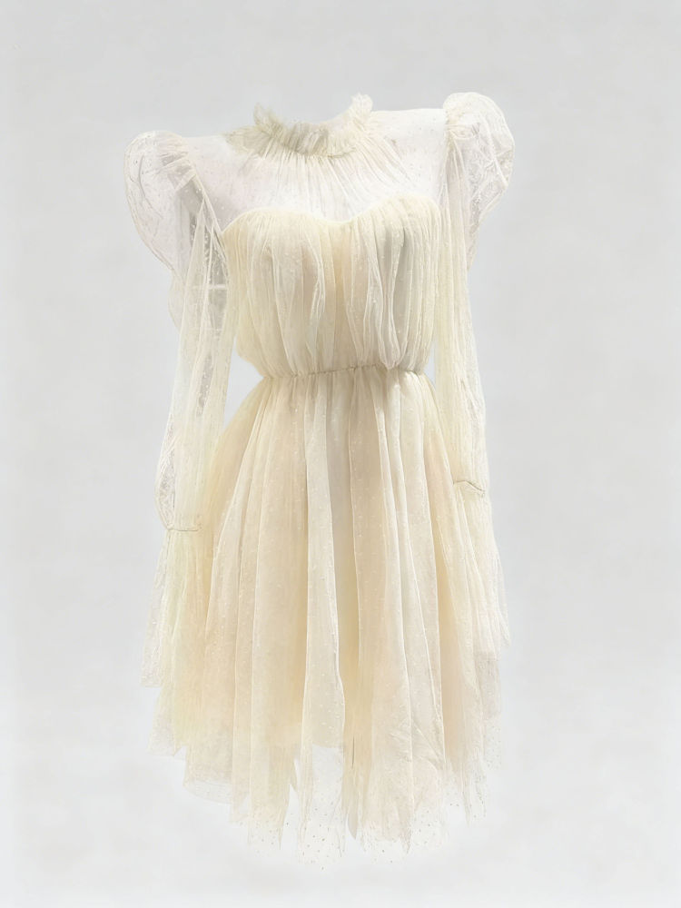 TWOTWINSTYLE Minimalist Tunic Pleated Wave Point Dress