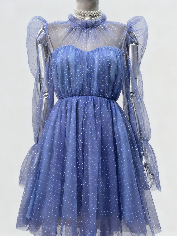 TWOTWINSTYLE Minimalist Tunic Pleated Wave Point Dress