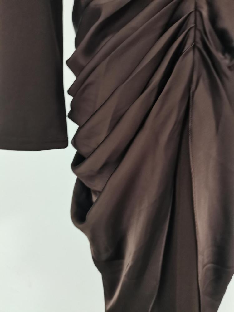 TWOTWINSTYLE Elegant Patchwork Button Midi Dress