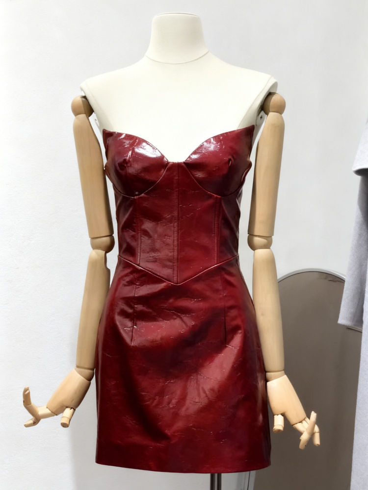 TWOTWINSTYLE Fashion Tunic PU Leather Mini Dress
