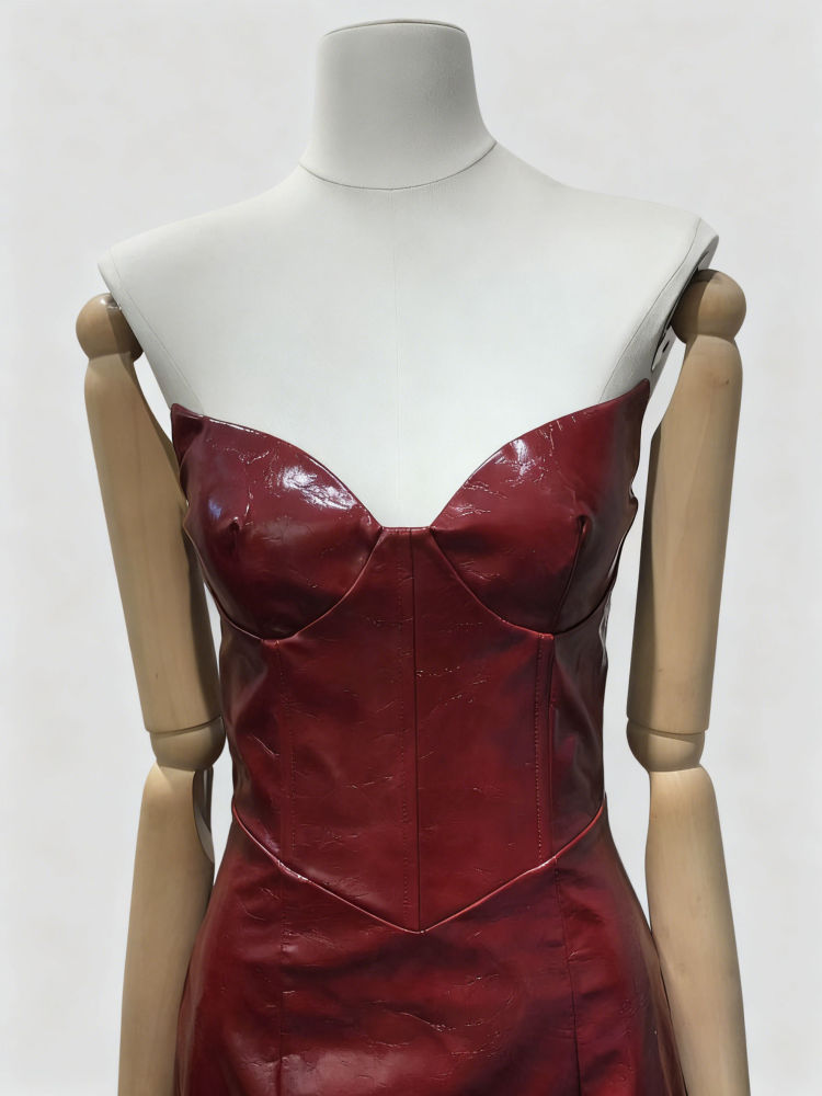 TWOTWINSTYLE Fashion Tunic PU Leather Mini Dress
