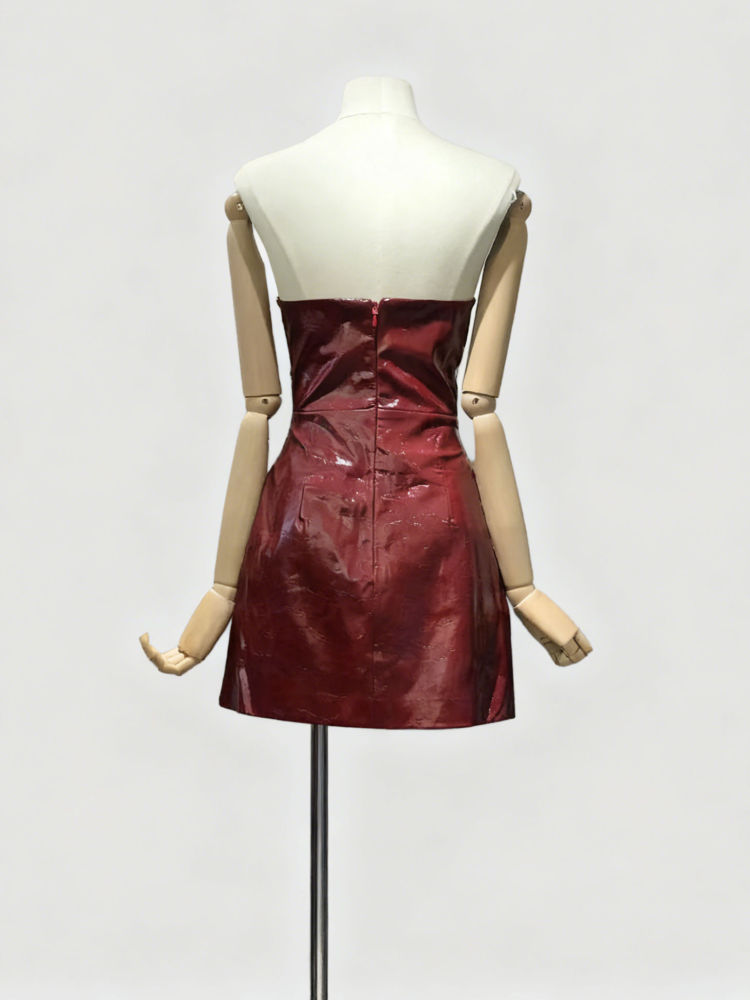 TWOTWINSTYLE Fashion Tunic PU Leather Mini Dress