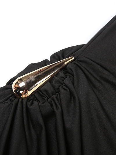 TWOTWINSTYLE Sleeveless Patchwork Metal Button Midi Dress