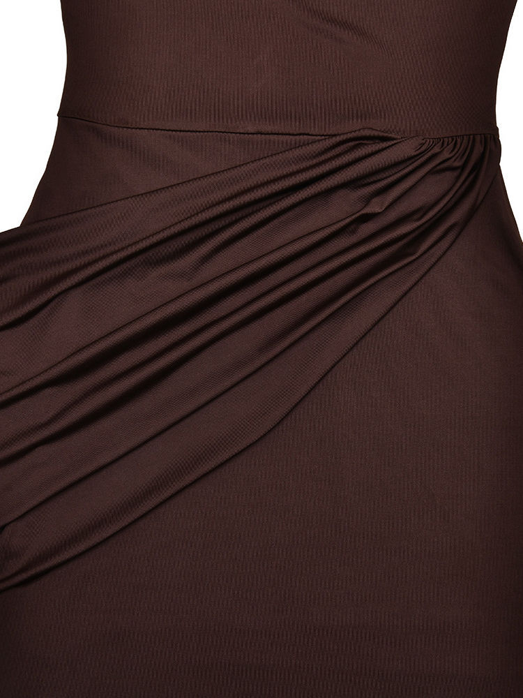 TWOTWINSTYLE Solid Temperament Slimming Ruched Dress