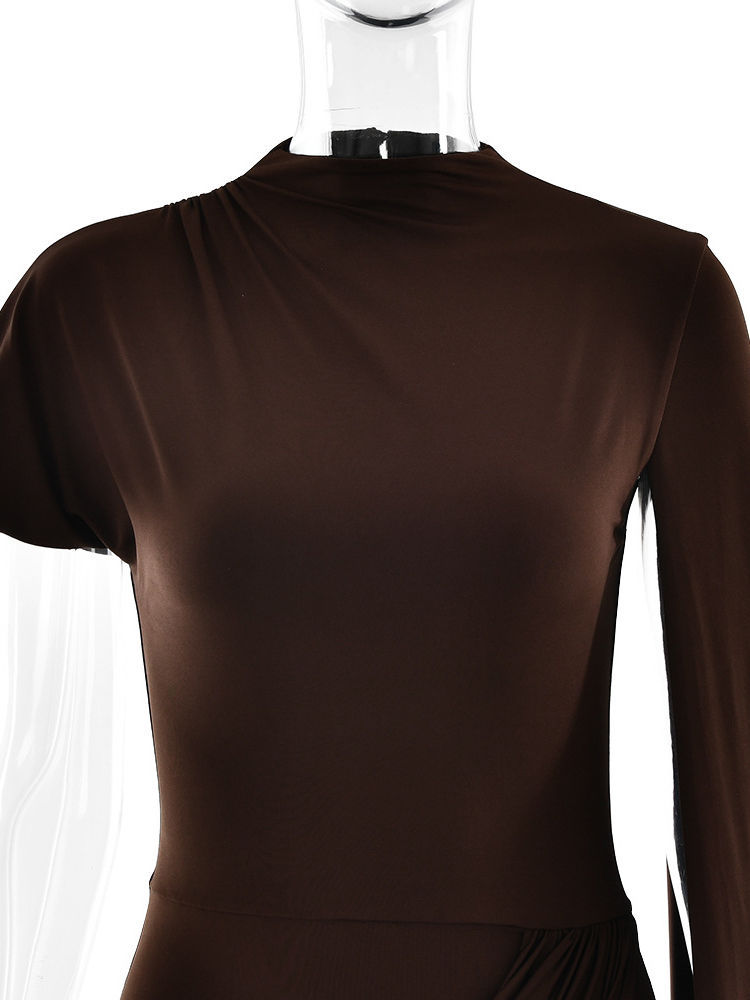 TWOTWINSTYLE Solid Temperament Slimming Ruched Dress