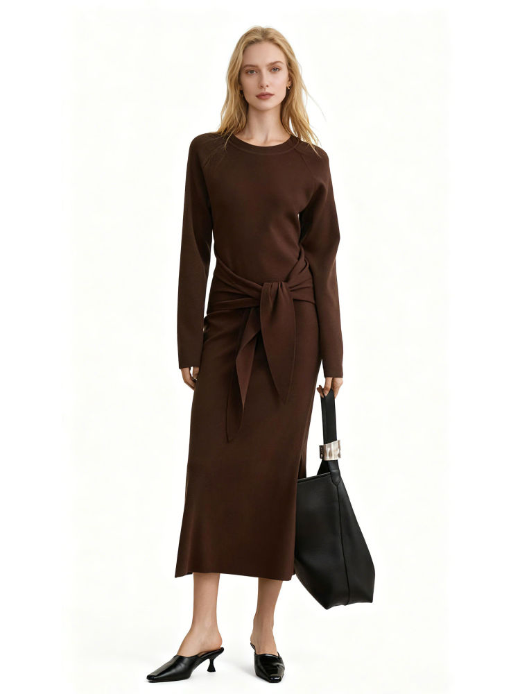 TWOTWINSTYLE Vintage Spliced Lace UP Side Split Dress
