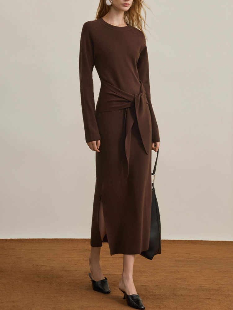 TWOTWINSTYLE Vintage Spliced Lace UP Side Split Dress