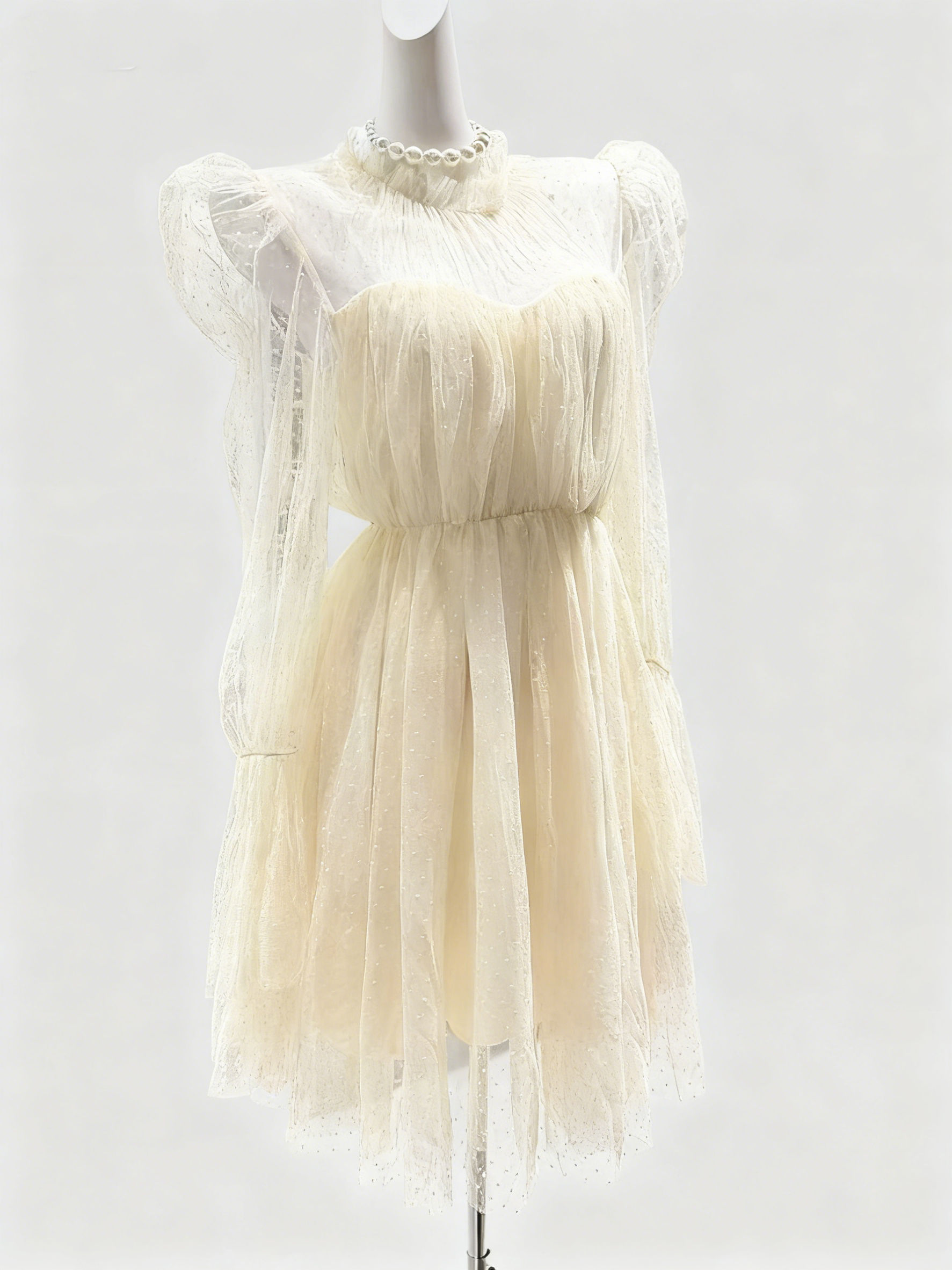 TWOTWINSTYLE Minimalist Tunic Pleated Wave Point Dress