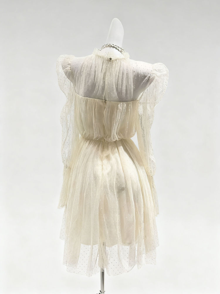 TWOTWINSTYLE Minimalist Tunic Pleated Wave Point Dress