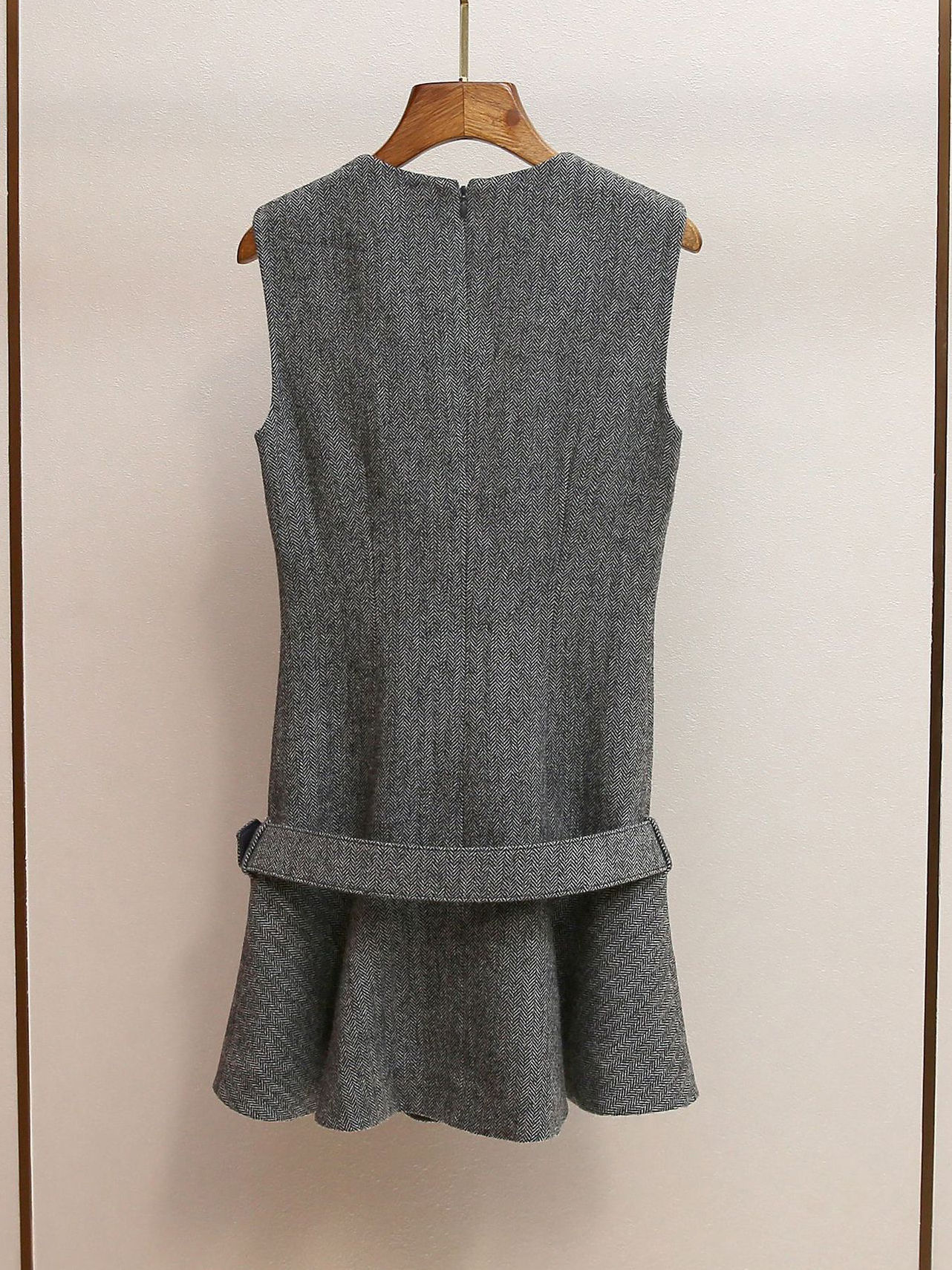 TWOTWINSTYLE Casual Spliced Belt Mini Dress
