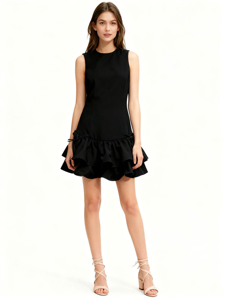 TWOTWINSTYLE Elegant Ruffles Sleeveless Mini Dress