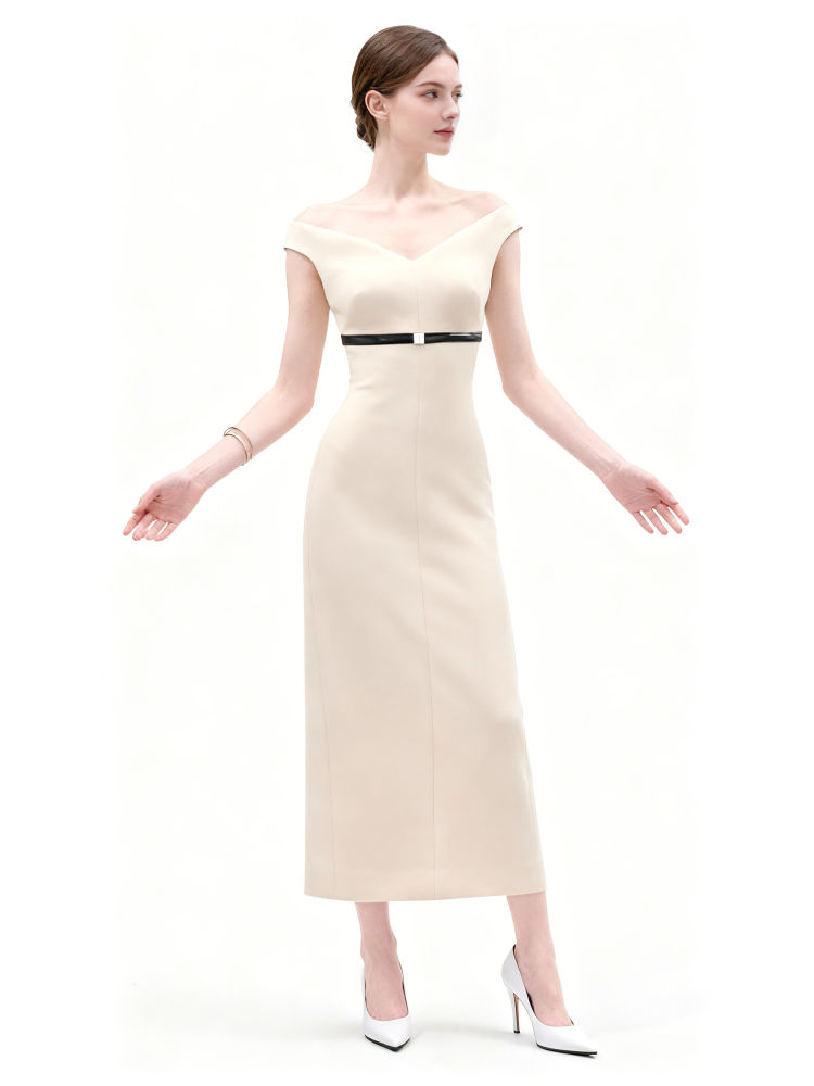 TWOTWINSTYLE Minimalist Patchwork Belt Slimming Dress