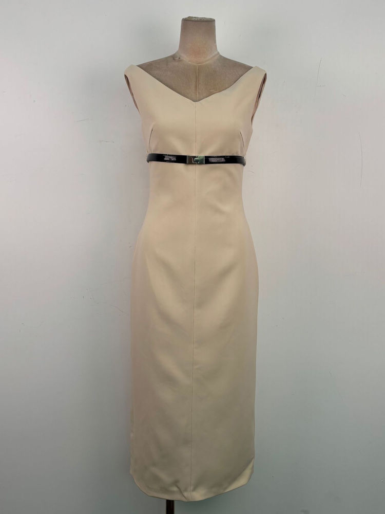 TWOTWINSTYLE Minimalist Patchwork Belt Slimming Dress