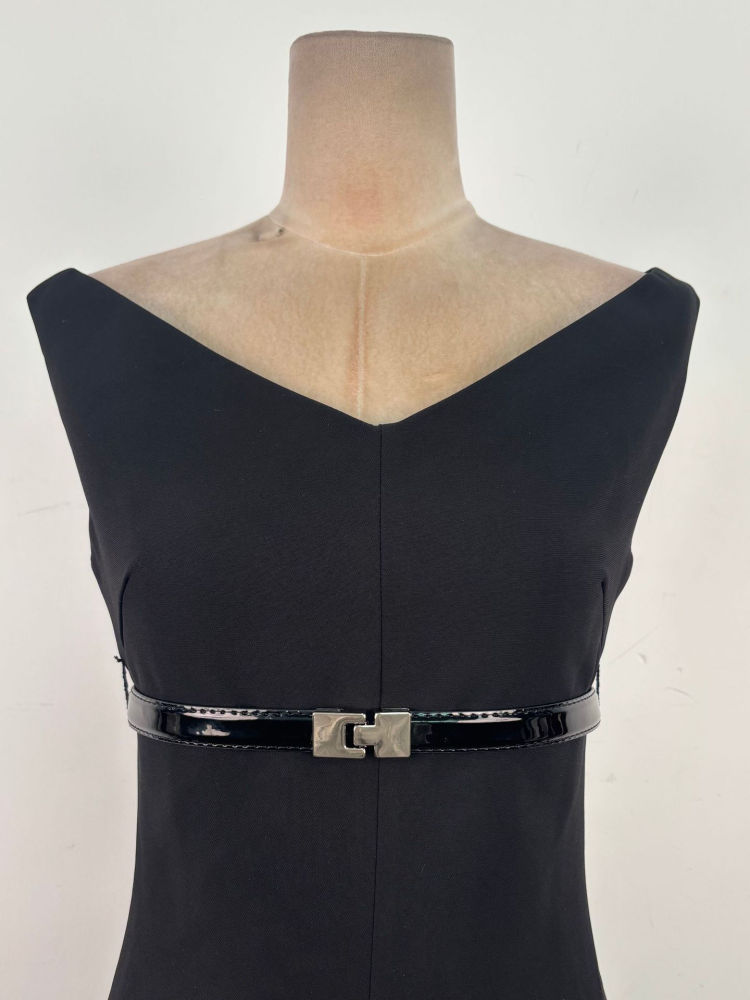 TWOTWINSTYLE Minimalist Patchwork Belt Slimming Dress