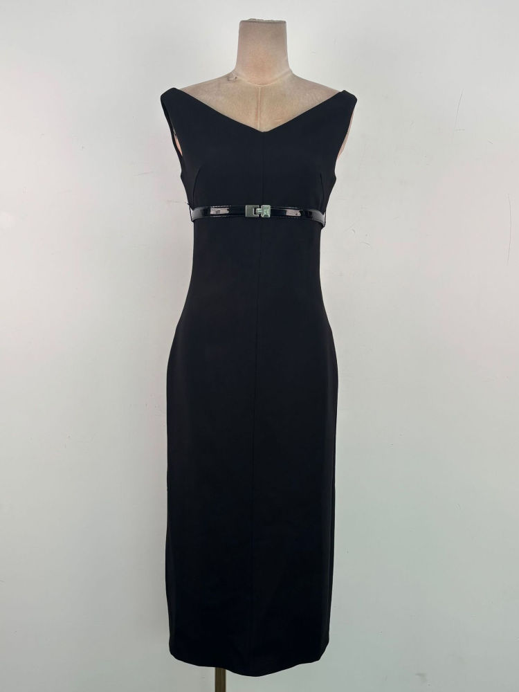 TWOTWINSTYLE Minimalist Patchwork Belt Slimming Dress