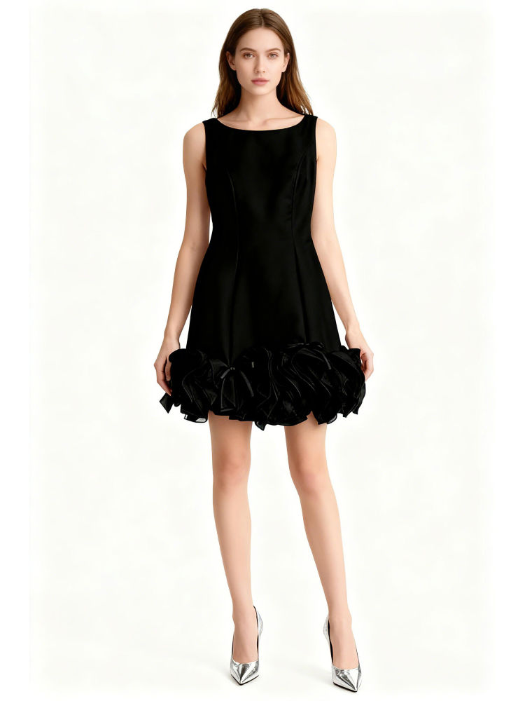 TWOTWINSTYLE Solid Spliced Bowknot High Waist Dress