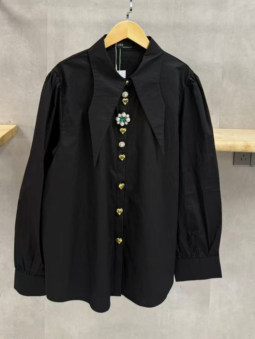 TWOTWINSTYLE Lapel Patchwork Button Casual Shirt