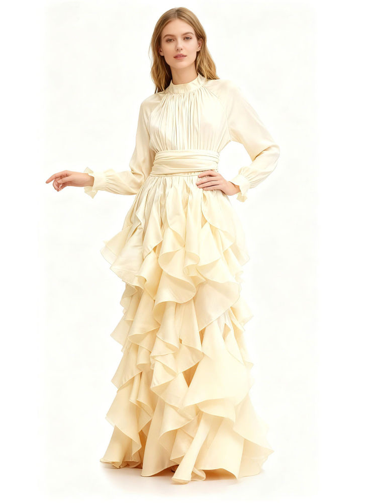 TWOTWINSTYLE Loose Patchwork Lace Up Designer Maxi Dress