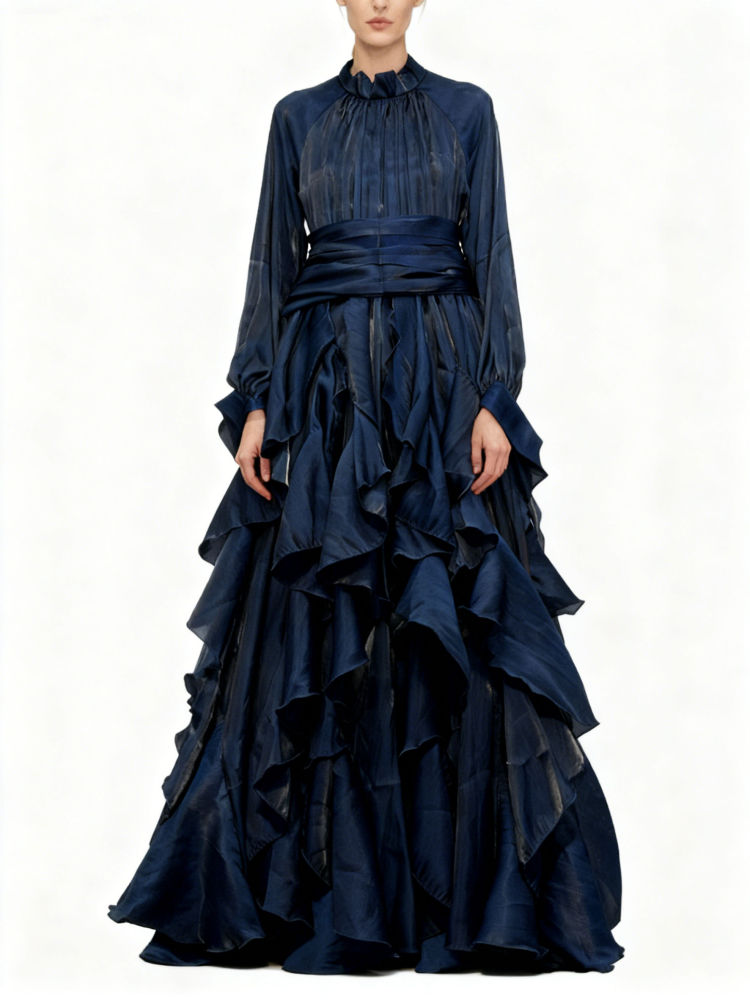 TWOTWINSTYLE Loose Patchwork Lace Up Designer Maxi Dress