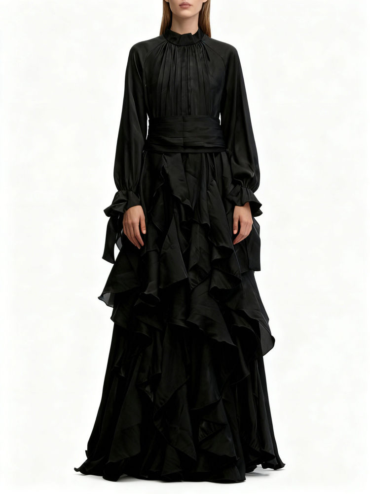 TWOTWINSTYLE Loose Patchwork Lace Up Designer Maxi Dress
