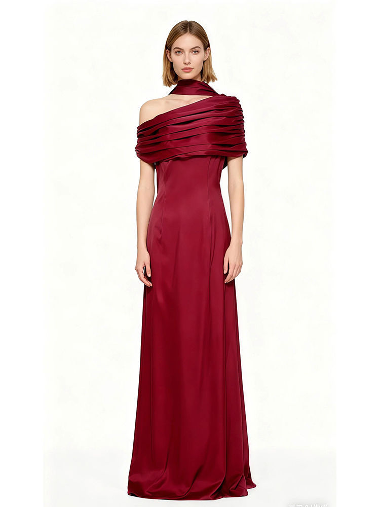 TWOTWINSTYLE Off One Shoulder High Waist Ruched Dress