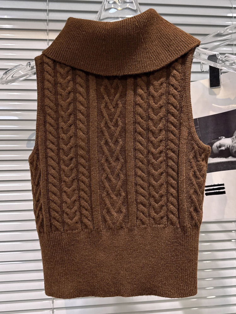 TWOTWINSTYLE Stand Collar Off Shoulder Sexy Vest