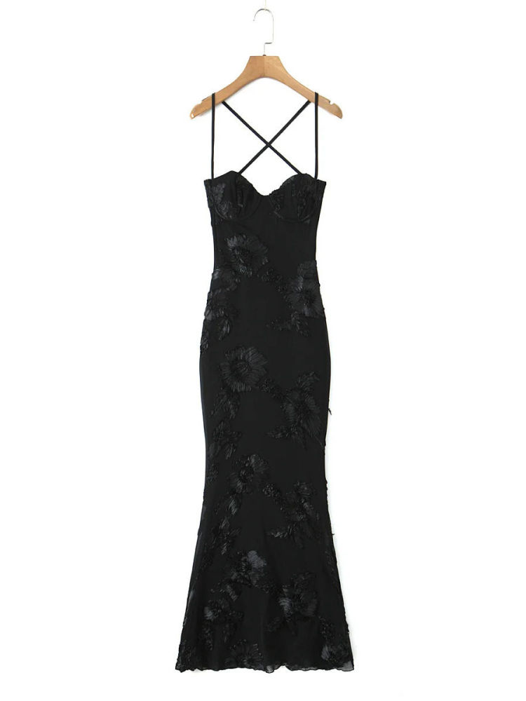 TWOTWINSTYLE Backless Patchwork Flower Slimming Dress
