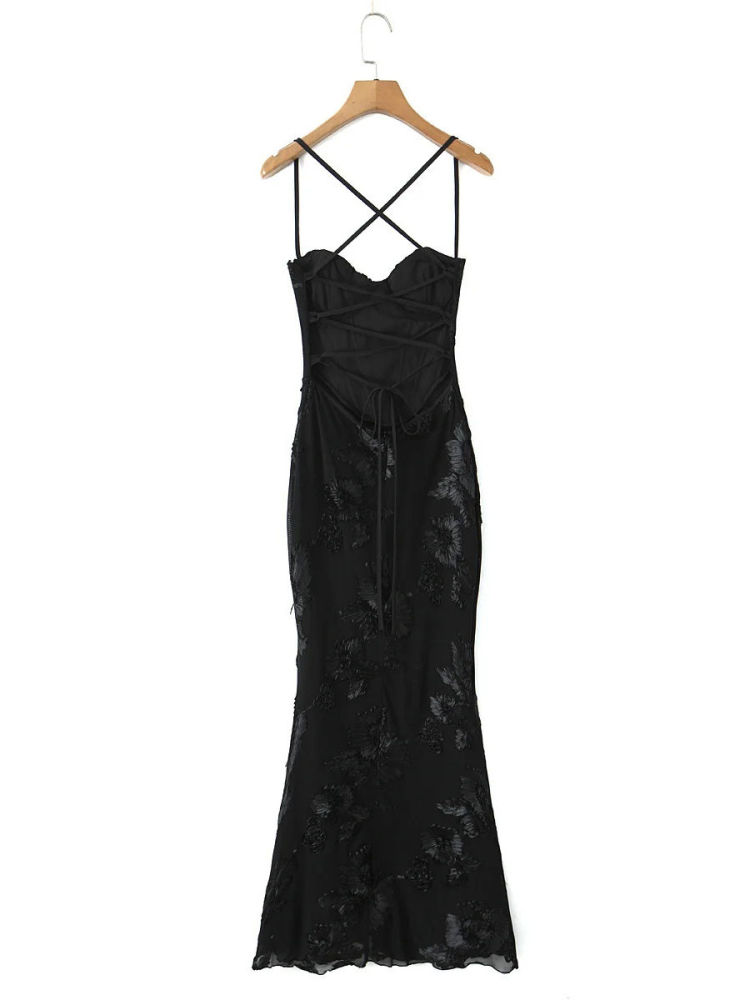 TWOTWINSTYLE Backless Patchwork Flower Slimming Dress