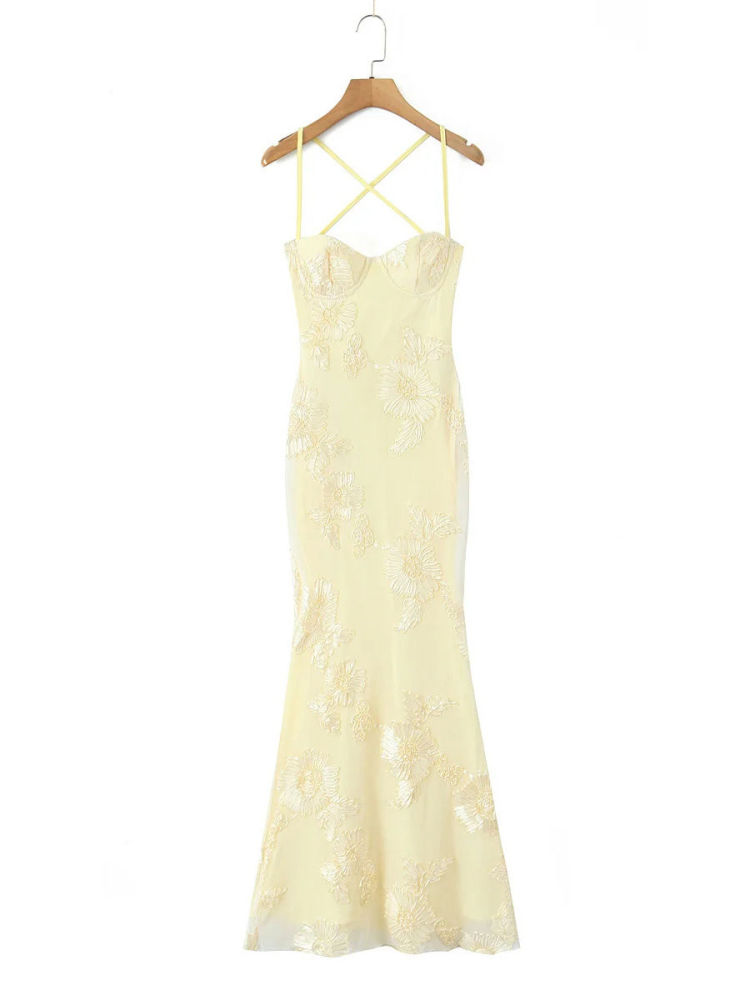 TWOTWINSTYLE Backless Patchwork Flower Slimming Dress