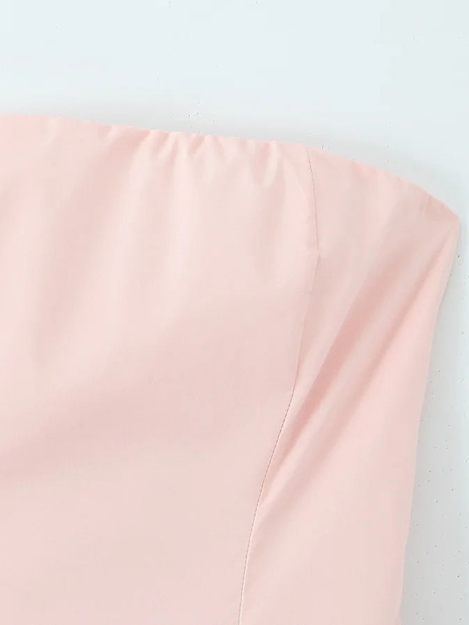 TWOTWINSTYLE High Waist Strapless Chic Midi Dress