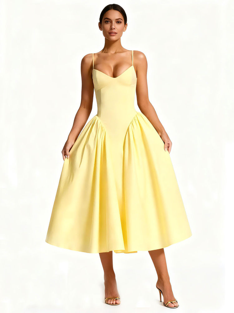 TWOTWINSTYLE Solid Tunic Shirring Midi Dress