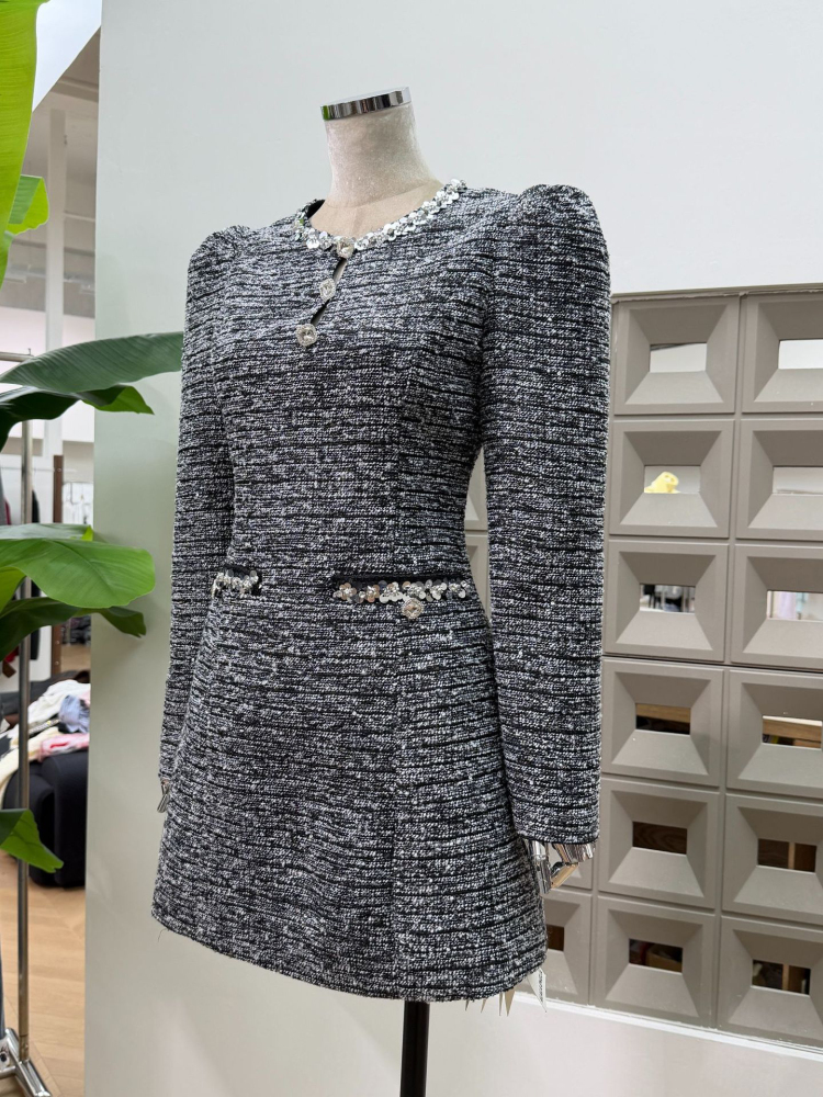 TWOTWINSTYLE Temperament Patchwork Sequins Mini Dress
