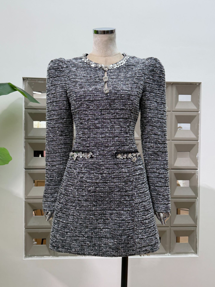 TWOTWINSTYLE Temperament Patchwork Sequins Mini Dress