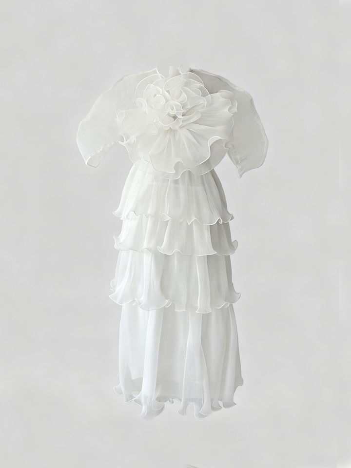 TWOTWINSTYLE Designer Solid Ruffles Tunic Midi Dress