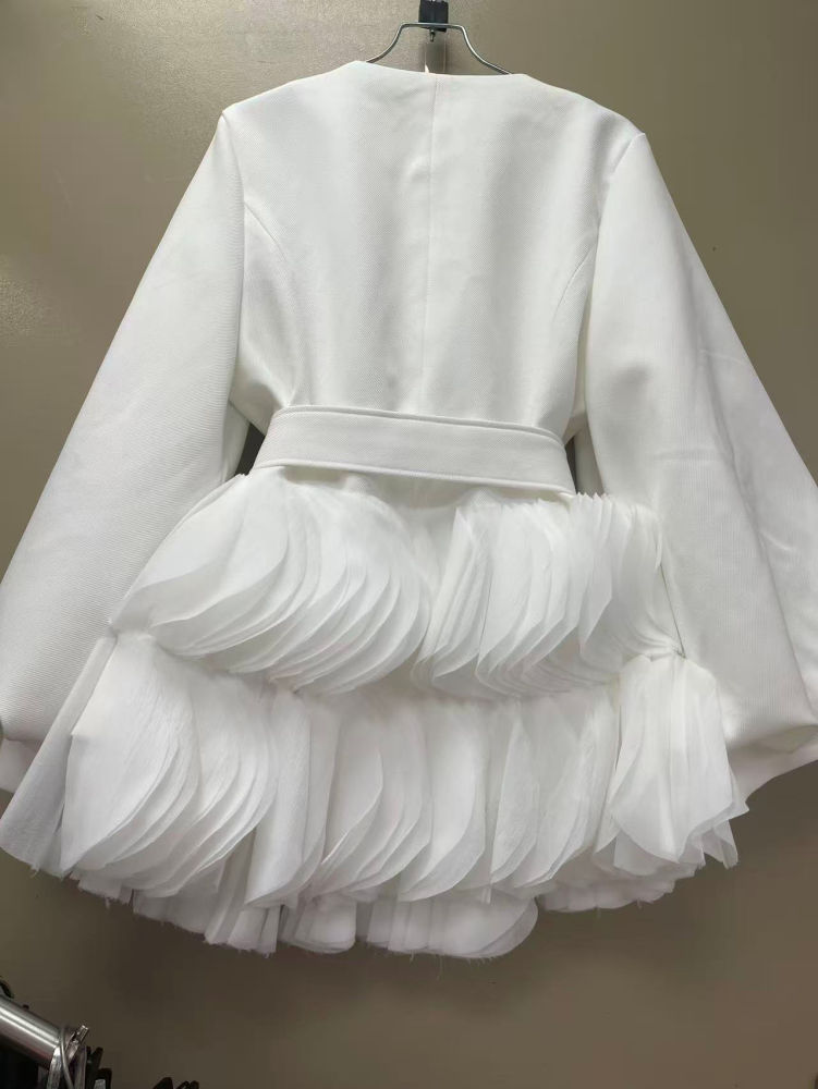TWOTWINSTYLE Double Breasted Spliced Belt Elegant Dress