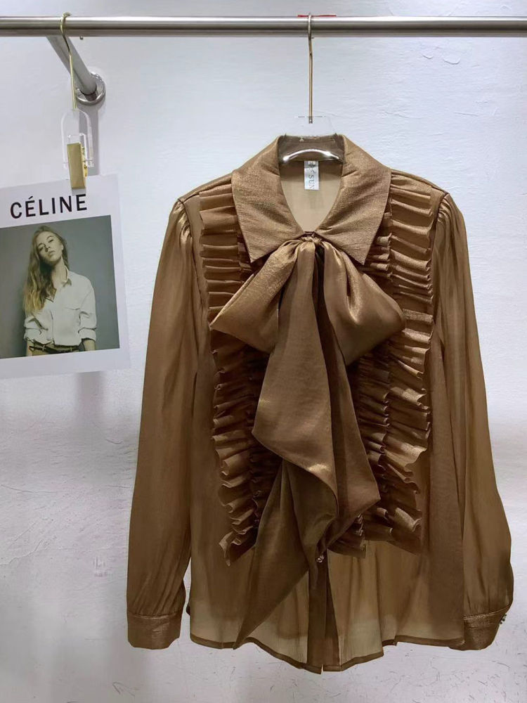 TWOTWINSTYLE Lapel Pleated Temperament Shirt