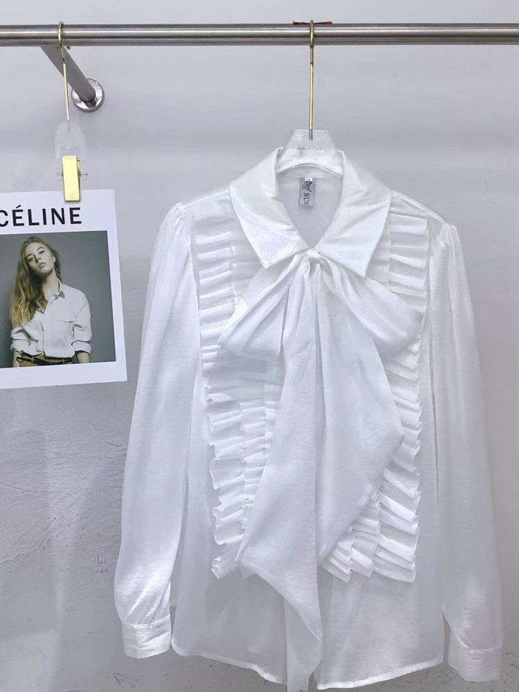 TWOTWINSTYLE Lapel Pleated Temperament Shirt