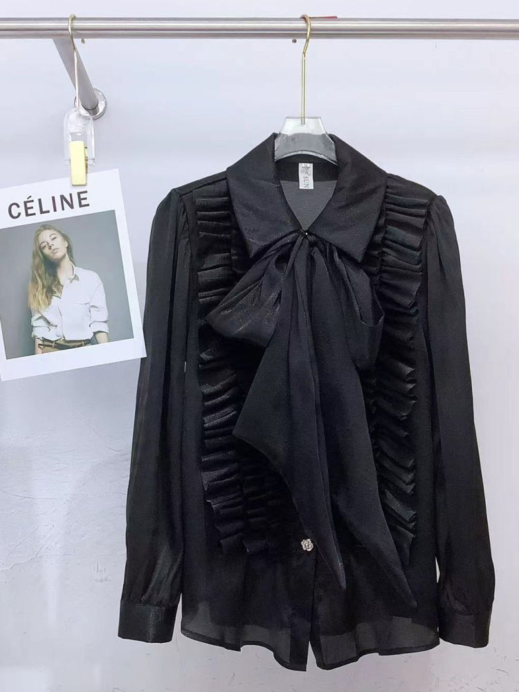 TWOTWINSTYLE Lapel Pleated Temperament Shirt