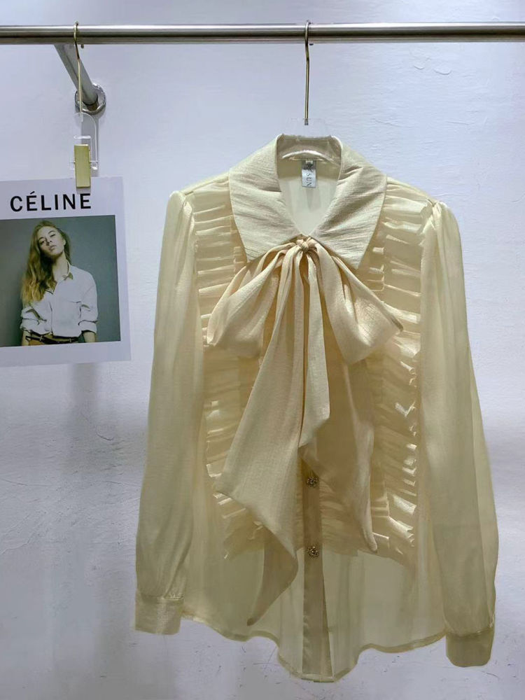 TWOTWINSTYLE Lapel Pleated Temperament Shirt