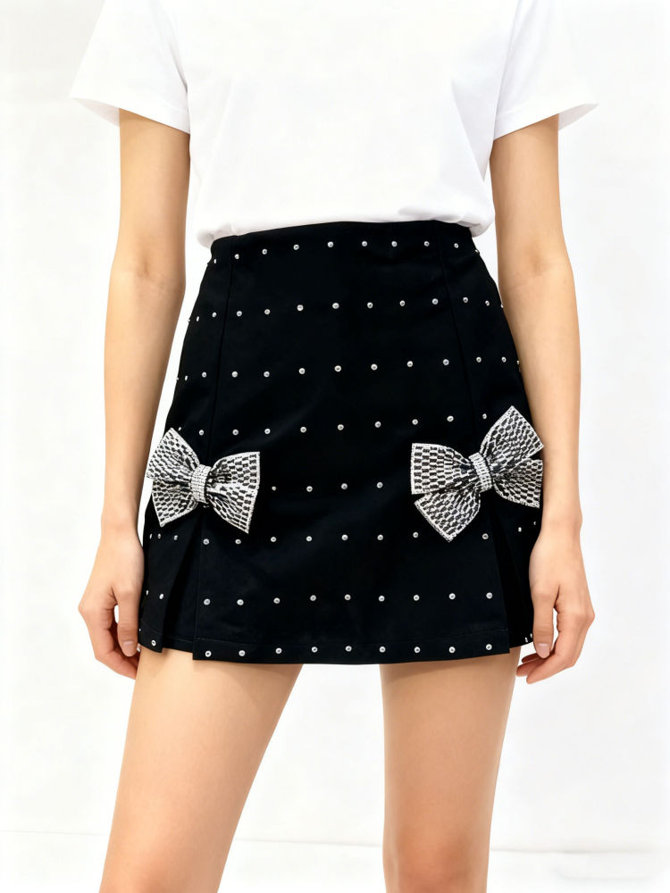 TWOTWINSTYLE Patchwork Bowknot Fashion Sirkt