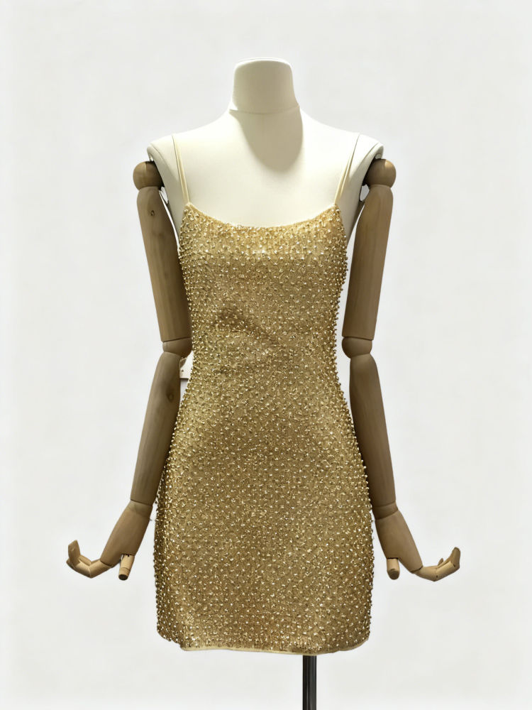 TWOTWINSTYLE Slimming Patchwork Sequins Mini Dress