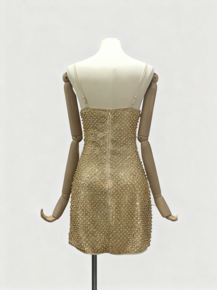 TWOTWINSTYLE Slimming Patchwork Sequins Mini Dress