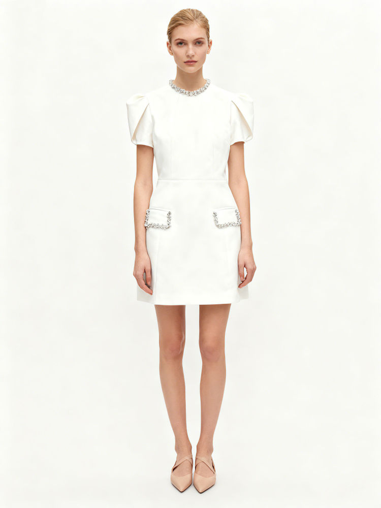 TWOTWINSTYLE Solid Patchwork Diamond Tunic Mini Dress