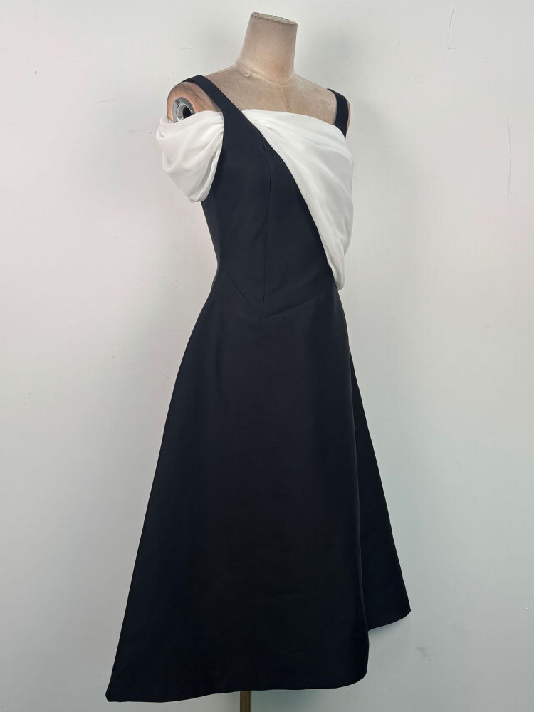 TWOTWINSTYLE Hit Color High Waist Designer Midi Dress
