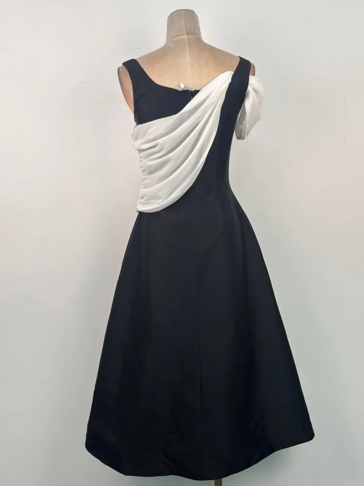 TWOTWINSTYLE Hit Color High Waist Designer Midi Dress — free download