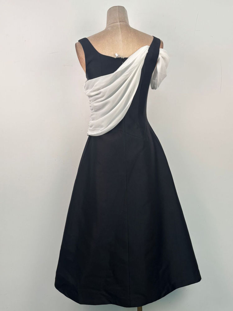 TWOTWINSTYLE Hit Color High Waist Designer Midi Dress