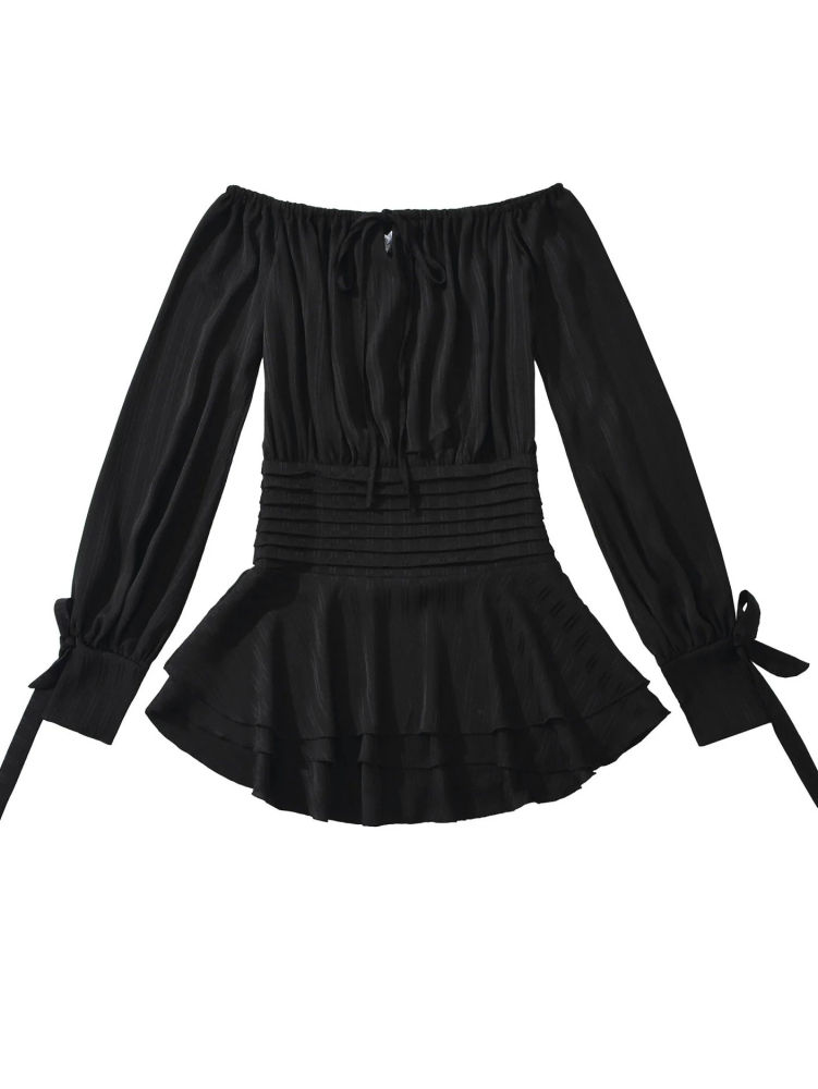 TWOTWINSTYLE Off Shoulder Pleated Temperament Dress