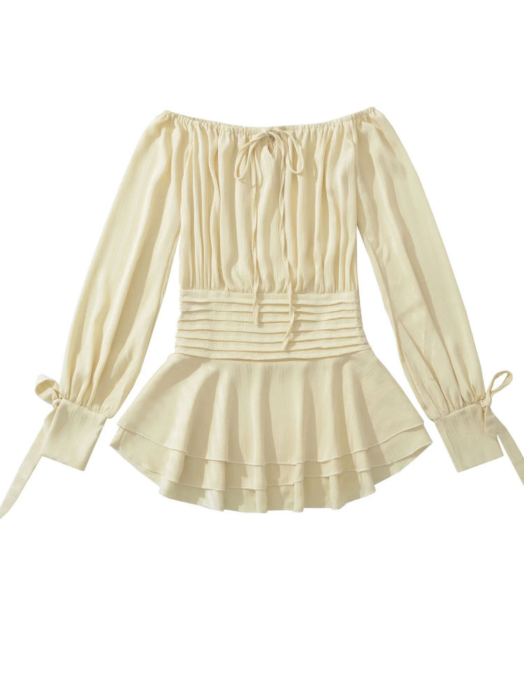 TWOTWINSTYLE Off Shoulder Pleated Temperament Dress