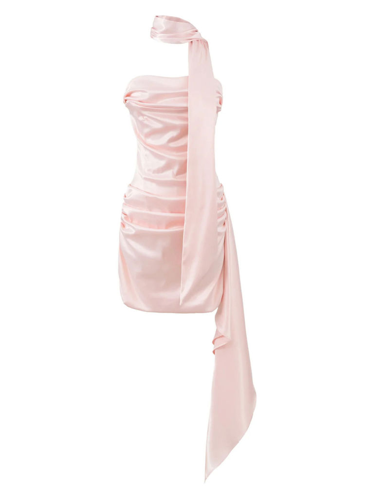 TWOTWINSTYLE Solid Ruched Fashion Strapless Dress