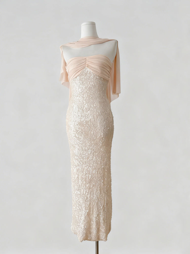 TWOTWINSTYLE Spliced Sequins Tunic Elegant Dress